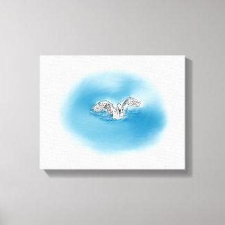 Swan Landing Na Arte Da Canvas De Água