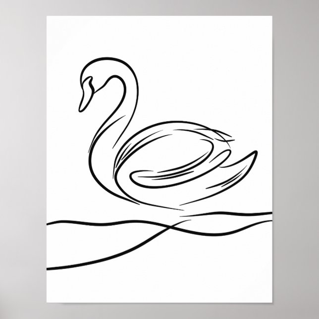 Swan Line Art Poster | Irish River Wildlife (Frente)