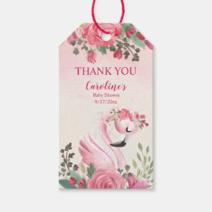 Swan rosa e Chá de fraldas Rosa Obrigado Etiqueta