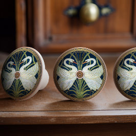 Swans Walter Crane Dourado Blue Art Nouveau