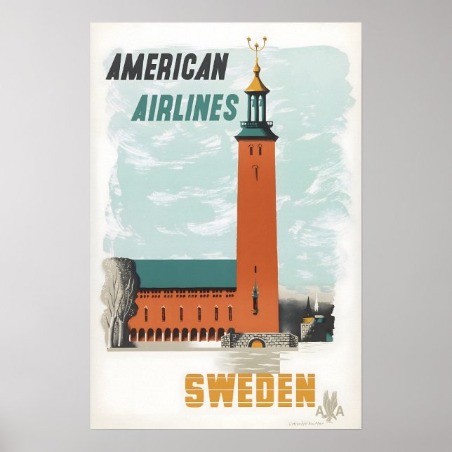 Sweden Print Swedish Art American Travel Poster Ed (Frente)