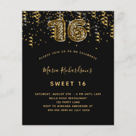 Sweet 16 black gold leopardo confetti convite
