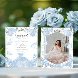 Sweet 16 Budget Photo Invitation Blue Butterfly<br><div class="desc">Celebre seu Sweet 16 da forma mais encantadora! Nossos convites azuis florais empoeirados,  enfeitados com borboletas delicadas,  dão o tom para uma celebração caprichosa. Completem-nos com o nosso espetacular confete para um pop alegre! Transforme seu partido em um florescimento eufórico e crie memórias tão coloridas quanto nossos convites.</div>