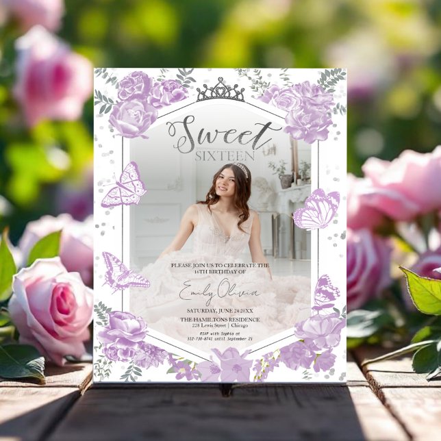 Sweet 16 Budget Photo Invitation Butterfly (Criador carregado)