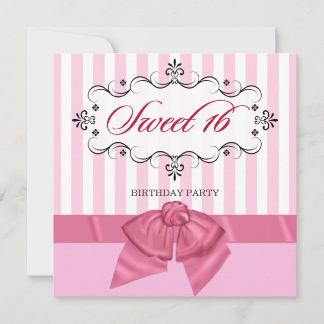 Sweet 16 - Convites de aniversário personalizados (Frente)