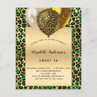 Sweet 16 epard emerald gold - convite para o orçam