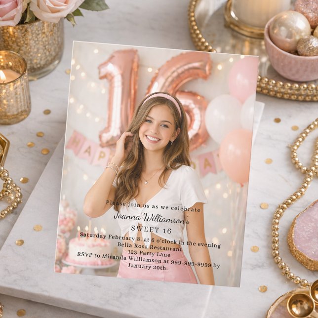Sweet 16 photo birthday invitation (Criador carregado)