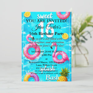 Sweet 16 Splash Bash: Convite de festas do lado do