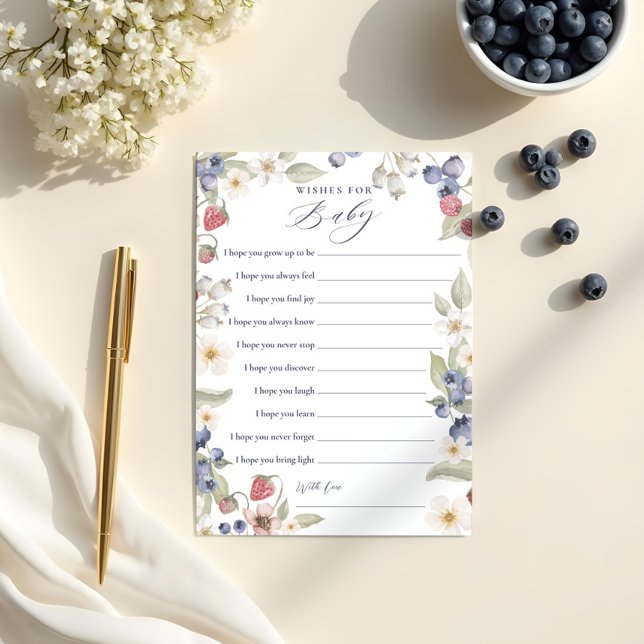 Sweet Berry Baby Deseja um Cartão de Jogo de Chá d (Sweet Berry Baby Wishes for Baby Shower Game Card)