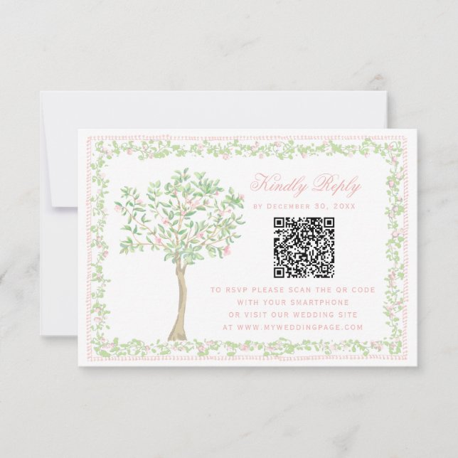 Sweet Blush Tree  Floral with Frame RSVP  QR Code (Frente)