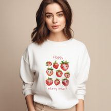 Sweet de Morango Feliz | Cute Top para Mulheres