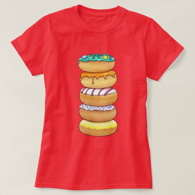 🍩Sweet Donut Stack Women’s Basic T-Shirt (Frente do Design)