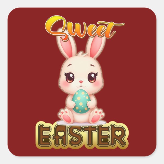 Sweet Easter Bunny – Cute Chocolate - Autocolante (Frente)