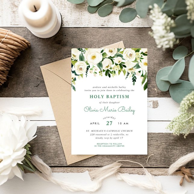 Sweet Greenery, Convite Floral Baptism (Criador carregado)