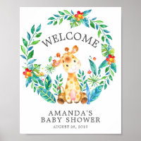 Sweet Jungle Giraffe Bem-Vindo Poster Chá de frald
