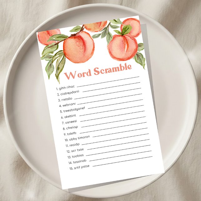 Sweet Little Peach Baby Shower Word Scramble Game (Criador carregado)