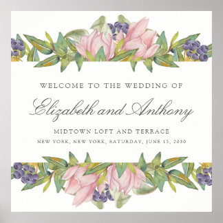 Sweet Magnolia Watercolor Sign Poster
