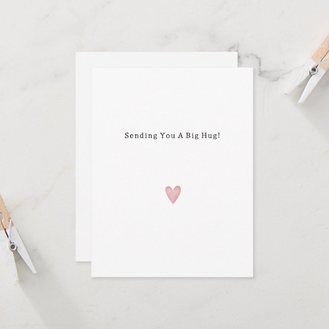 Sweet Message Big Hug Support Quote Card (Frente/Verso In Situ)