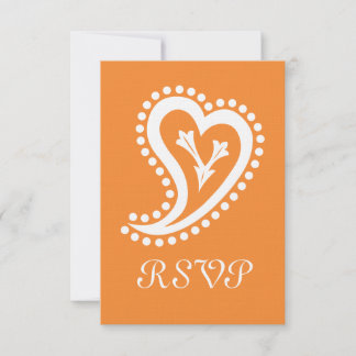 Sweet Paisley Hearts in Orange RSVP Card