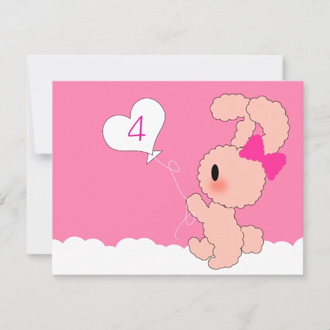 Sweet Rabbit Cute 4.º Aniversário convite (Frente)