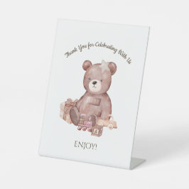 Sweet Teddy Bear Baby Shower Pedestal Sign