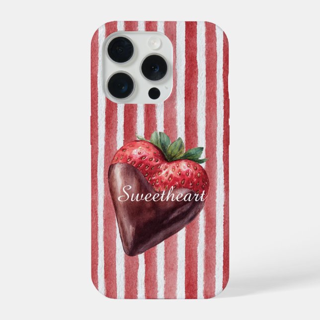 Sweetheart Chocolate Strawberry Red White Stripes  (Verso)