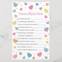 Sweetheart Nursery Rhyme Trivia Jogo do Chá de fra