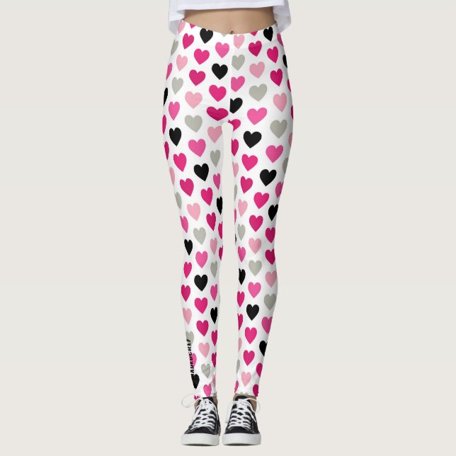 Sweetheart Scribbles: Pink and Black Heart Legging (Frente)