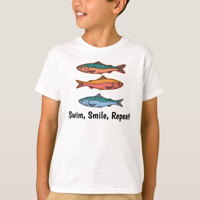 swime, smile, repeat, Tuna Kids T-Shirt (Frente)