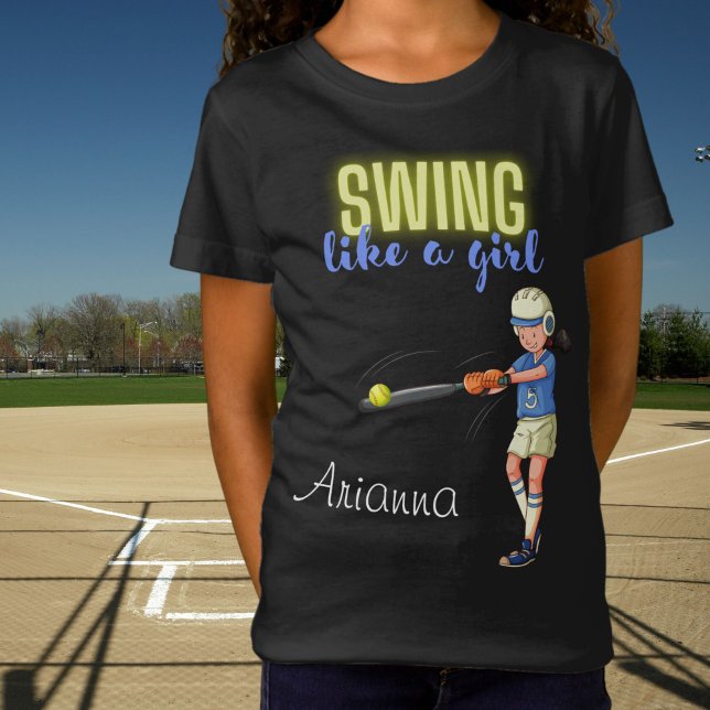 Swing Como Uma Camisa De Softball De Rapariga (Swing Like A Girl Softball T-Shirt)