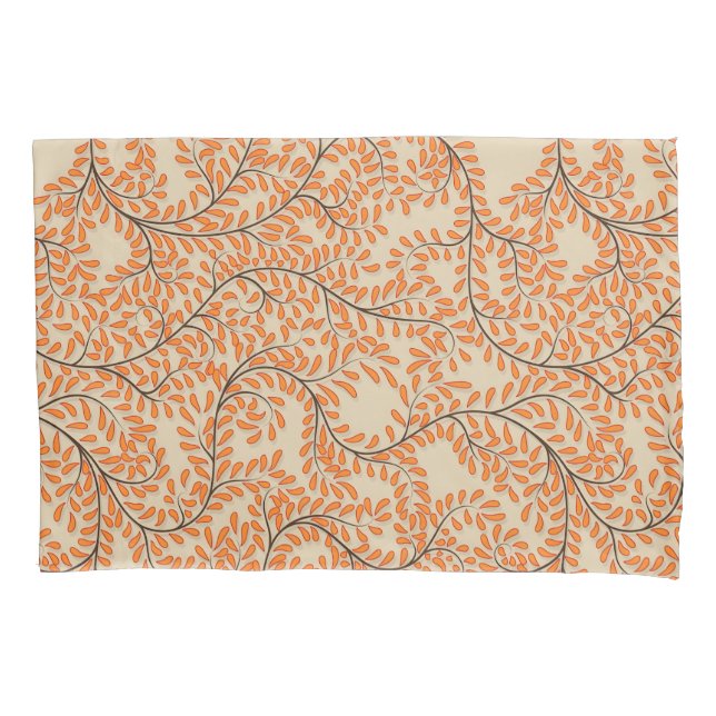 Swirling Orange Leaves on Beige Background (Frente-Esquerda)
