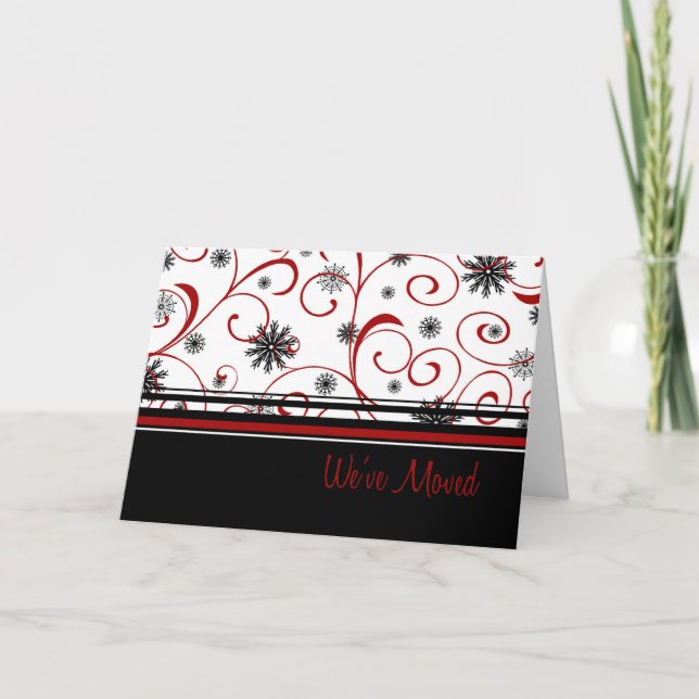 Swirls & Snow Novo Endereço Cartão de Natal (Frente)