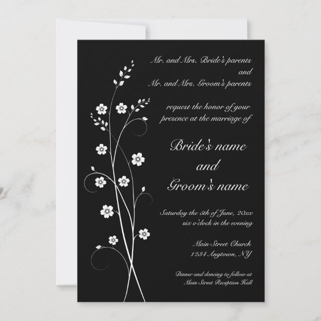 Swirly floresce convite do casamento (Frente)
