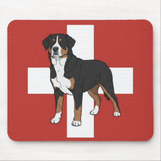 Swissy com mousepad da bandeira suíça