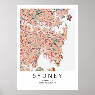 Sydney Austrália Mapa Poster Arte Moderna de Par