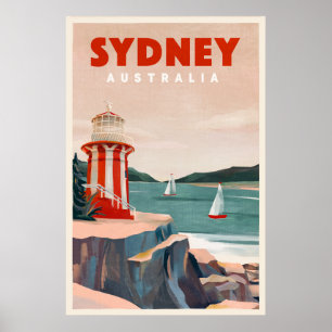 Sydney, Poster de Viagens vintage de Farol da Aust