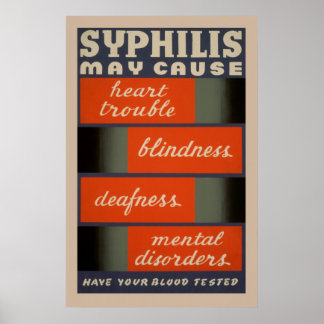 Syphilis May Cause Vintage WPA Health Poster