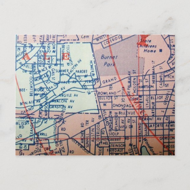 SYRACUSE, NY Vintage Map Cartão postal (Frente)