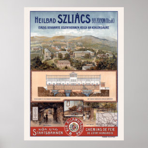 Szliács Spa Eslováquia Poster vintage 1910
