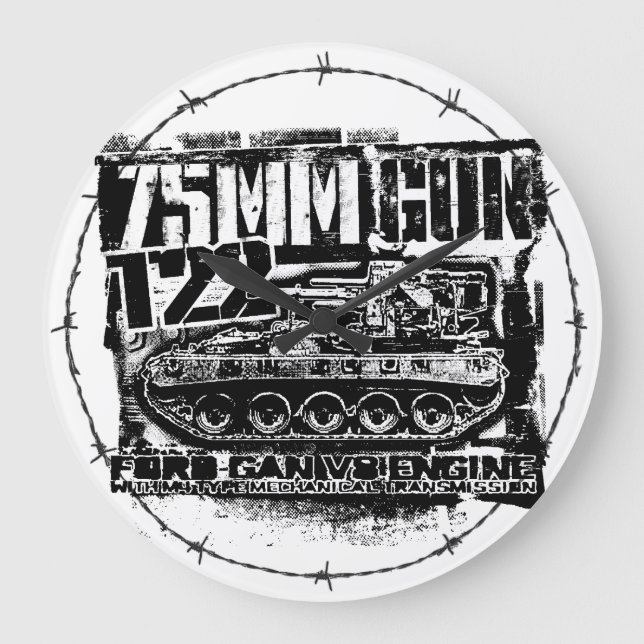 T22 com arma de 75 mm Relógio de parede acrílico d (Frente)