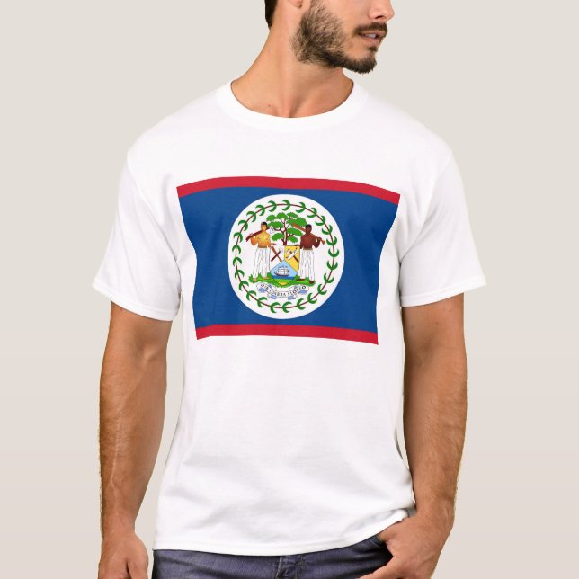 T Camisa com Bandeira de Belize (Frente)