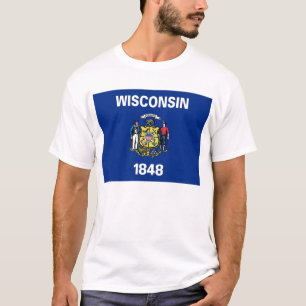 T Camisa com Bandeira do Estado de Wisconsin EUA