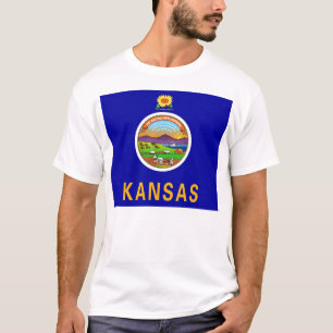T Camisa com pavilhão do Estado do Kansas EUA