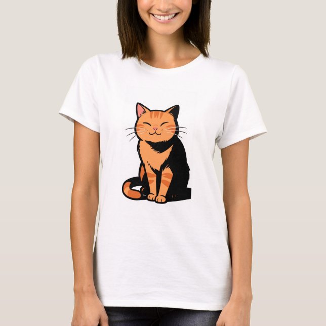 T - Camisa de Gato Laranja - Contentado (Frente)