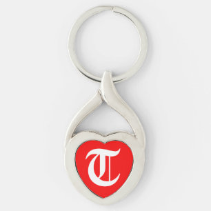 "T" Chaveiro de Coração Vermelho