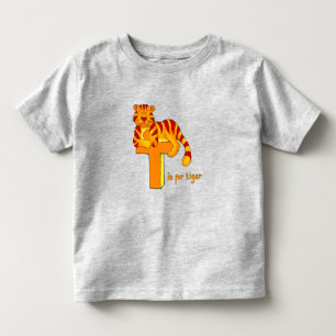 T é para o t-shirt alaranjado do animal dos miúd