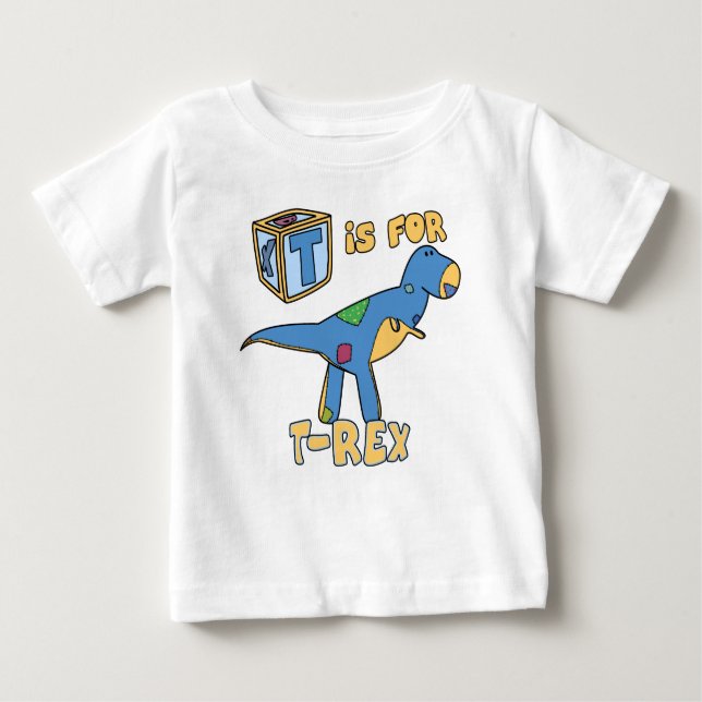 T é para o t-shirt do bebê de T-Rex (Frente)