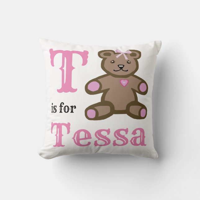 T é para Tessa, almofada de lançamento de bebê men (Frente)