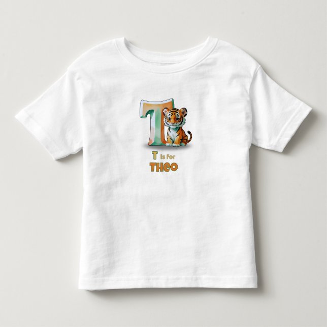 T é para Theo - Camiseta Personalizada para Crianç (Frente)