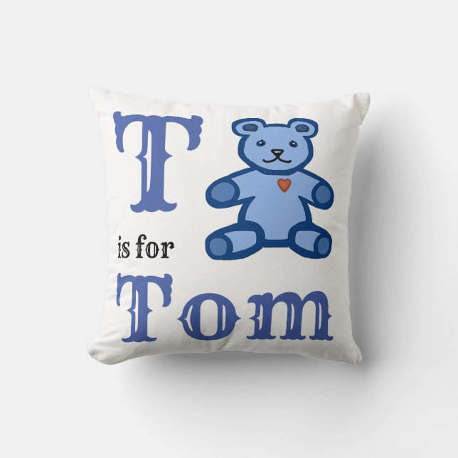 T é para Tom, menino, Almofada de Arremesso (Frente)